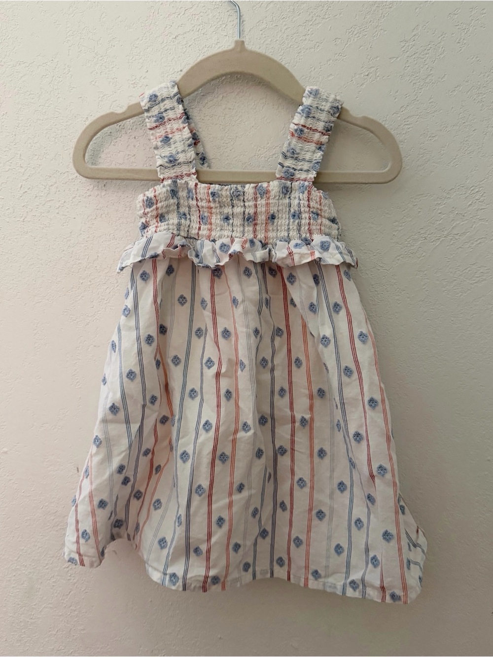 Cat & Jack White Sundress with Blue and red Stripes